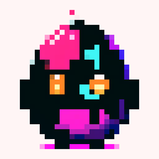 2D Minecraft item texture for corrupt egg using mainly black but its leaking some radiant and luminescent blues and purples