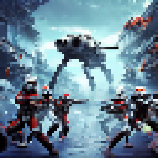 Vibrant colors, intricate details, and a mix of art styles come together to depict a fierce battle between an army of stormtroopers and a group of rebel fighters on Star Wars Day.