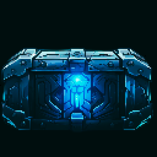 mystery box, shining light, vibrant colors, retro video game aesthetic, pixelated details, 8-bit graphics, sRGB