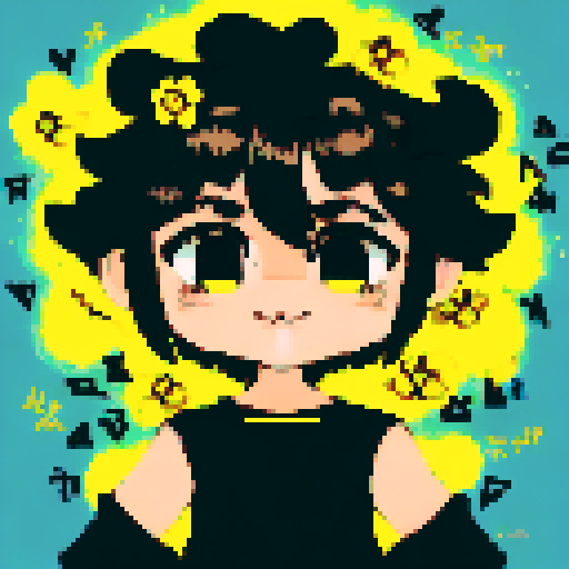 Cute Indian girl with big brown eyes, wearing a yellow flower in her hair, in a close-up pixel art portrait with an anime style