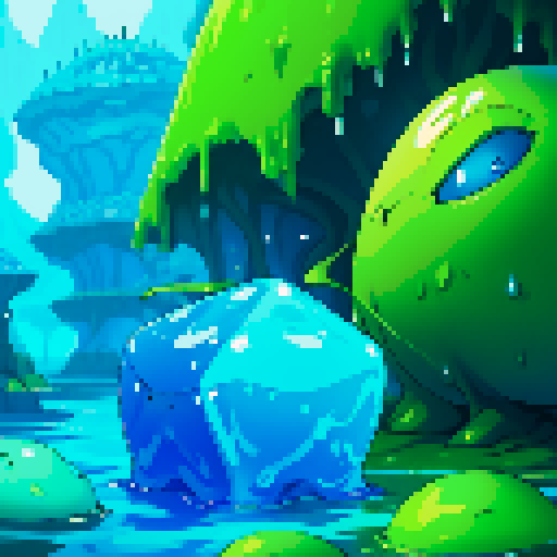 Blue Slime cube, Gelatinous cube, giant Slime, boss fight