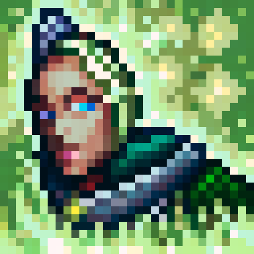 female warrior, vibrant green hair with braids, large sword, fantasy RPG