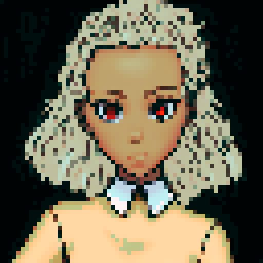 Teenage black girl with light brown hair and red eyes