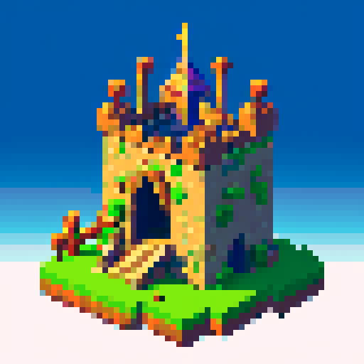 Derelict chunk of a stone and metal wizard's tower