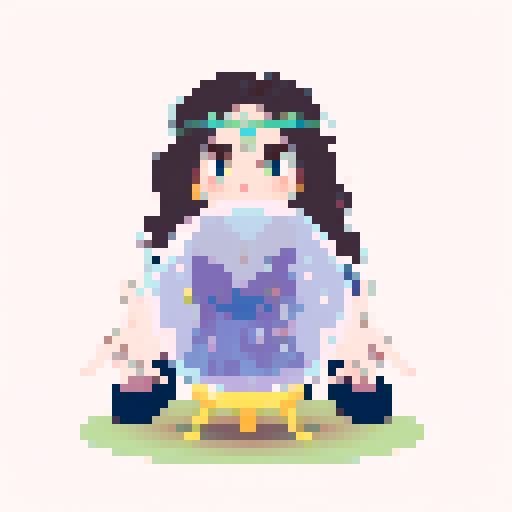 Young bohemian witch with eclectic fashion, staring into a crystal ball, point of view from the person receiving the fortune, adorned with floating candles and magical herbs.