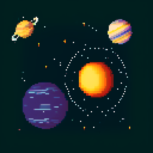 black cat with orange eyes, wandering through galaxies and space, surrounded by planets and comets