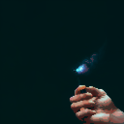Hand holding a short incense, stick, smoke
