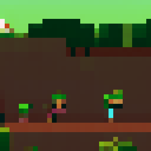 Pastel-colored, hue-shifted grass with pixel art style in sRGB for a Minecraft landscape