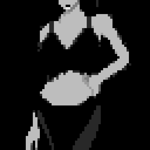 lustful succubus, skin tight lace, deep v-neck crop top, demonic scythe, pixel art, sRGB