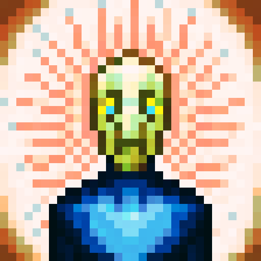 yellow coat, game icon, 32x32 pixel art, sRGB, skill art, close up, portrait, vivid tones, glossy texture, detailed stitching, vibrant shades, dynamic lighting, stylized shading, bold lines, intricate patterns, contrasting hues, high contrast, exaggerated proportions, dramatic shadows, expressive brushstrokes