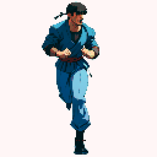 estilo es reminiscente de los personajes clásicos de películas de aventuras de los años 80 y videojuegos de 8 bits. rocky balboa entrenando escena