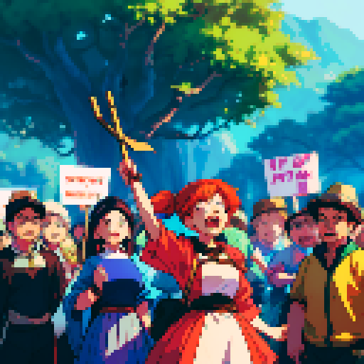 men and women workers rallying for their rights