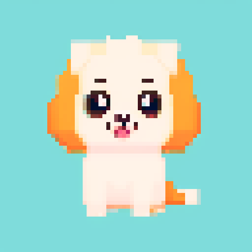 portrait, sprite art, cute, small dog, cute dog, fluffy, pixel art, sRGB