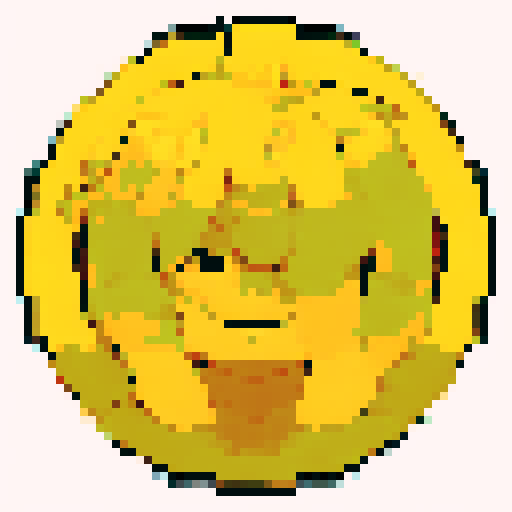 16x16 pixel art, anime style, close up of a game icon portrait depicting a land filled with golden coins in Money land