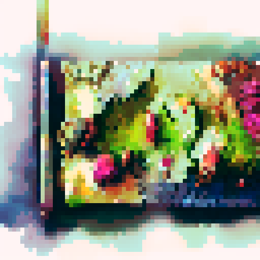 a desk with a pin art and a computer 