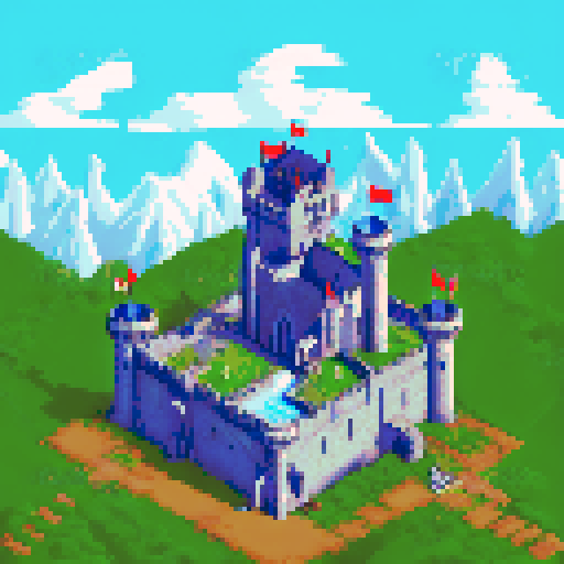isometric, tower of mages, building in castle, medieval