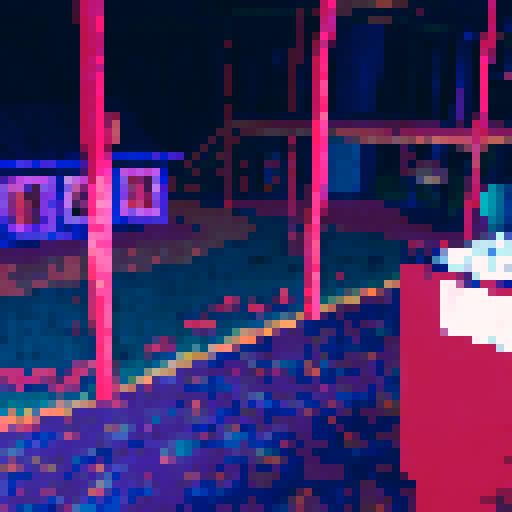 horror pixel art background inside of indoor kids playground with good toys and darkness in the corner of the room