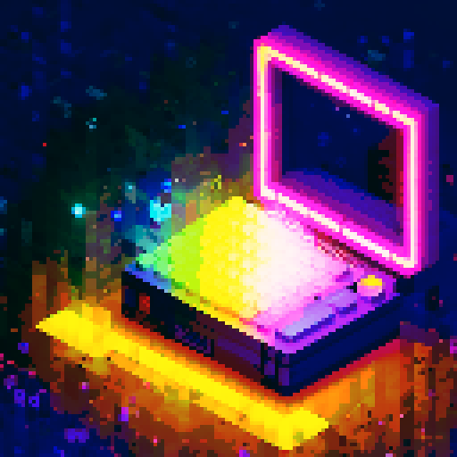 mystery box, pixel art, rare items inside, glowing light, vibrant colors, intricate details