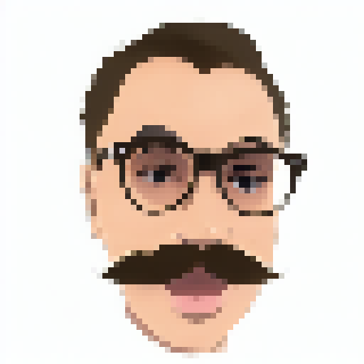 man with moustache and glasses