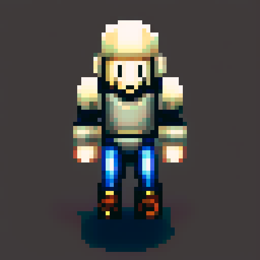human sprite, pixel art, stoneshard style, armored warrior, with a mighty two-handed sword.