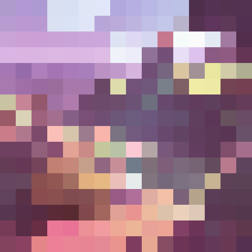 "An intrepid space traveler navigates a barren otherworldly terrain, surrounded by jagged triangular boulders and sweeping curves, set against a backdrop of muted magenta and gold tones, all rendered in the evocative styles of Evangelion, Roblox, artgerm, rossdraws, Studio Ghibli, and Pixar, with a museum-quality bird's-eye view of the vast, geometric expanse in classic 16-bit pixel art."