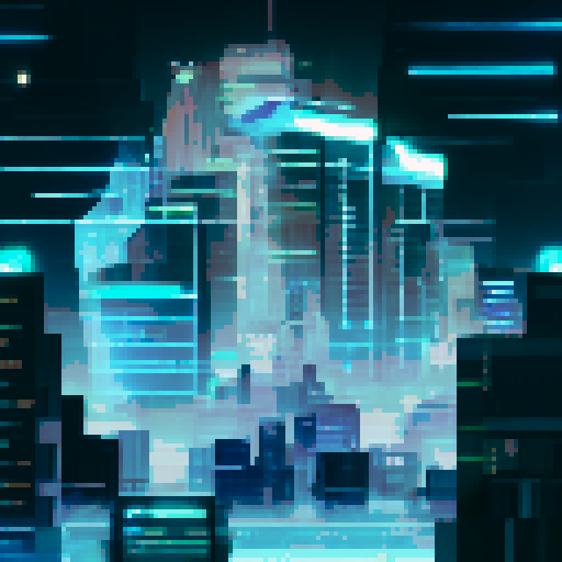 A futuristic cityscape, with towering skyscrapers and neon lights, as a young woman with a sleek, black bionic arm walks past a CCTV camera, triggering a facial recognition system that projects a holographic display of her personal information