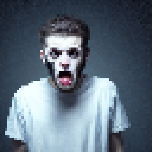 a young scary frightened man stuck between predators