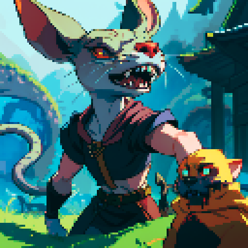 big rat, sharp teeth, sRGB, pixel art