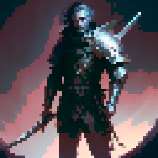 A character who lived in the Middle Ages. A knight in armor. He has no helmet, auburn hair and blue eyes. He's holding a sword in his hand. It looks like a walk