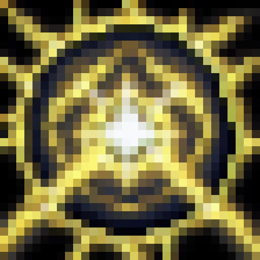 Radiant energy erupts from the Paladin's outstretched hand, illuminating the surrounding darkness with a burst of golden light, as if a miniature sun had exploded in the room, all depicted in 32x32 pixel art.