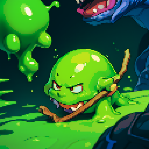 hungry slime, gelatinous slime, slime monster, mouth open, hungry