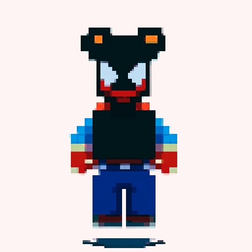 spiderman swinging, pixelated buildings, vibrant colors, blocky shapes, retro video game style, 8-bit aesthetic