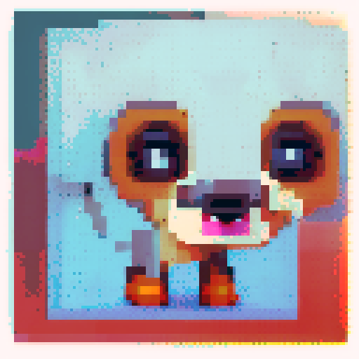 chihuahua, pixel art, tiny, vibrant, playful, expressive, big eyes, floppy ears, wagging tail, textured fur, small paws, bold outlines, low resolution, retro, digital, 8-bit, limited color palette