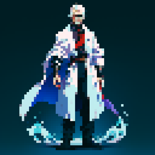 A full body character, an evil doctor wearing a lab coat