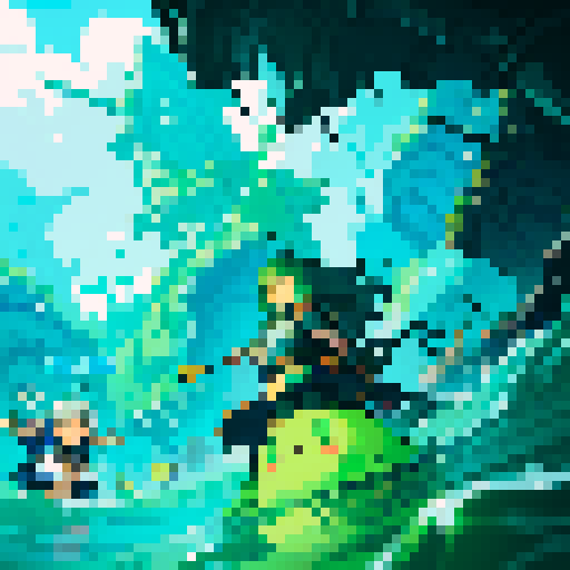 tidal wave of thick slime, thick gooy slime, heroes drowning in slime, slime surrounding heroes, heroes sinking into slime