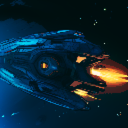 futuristic spaceship, topview, sleek and streamlined, hovering mid-air, sRGB aesthetic, dark blue colors