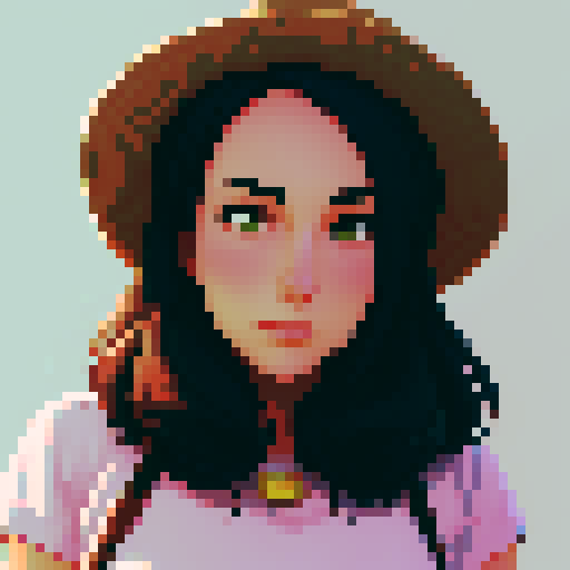 create a stardew valley style portrait of a female character