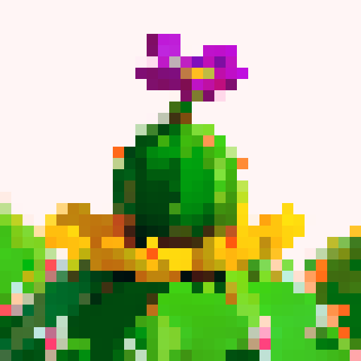 cactus with purple flower on top, close up, game icon, white background
