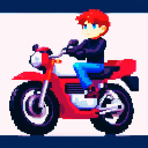 
man on a motorbike, anime