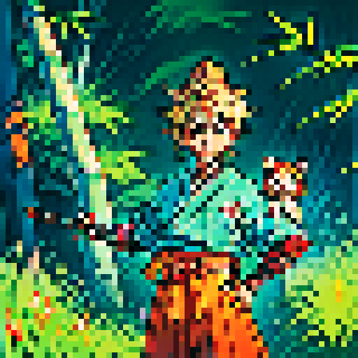 Samurai Benjie, a friendly blonde haired teenage red panda with a kind and extroverted personality. He wears traditional samurai armor adapted for a red panda—lightweight with bamboo elements and decorative accents. Benjie stands in a relaxed pose, holding his slingshot at his side. His expression is friendly and determined. The style is colorful, whimsical, and enchanting, inspired by Miyazaki films like My Neighbor Totoro or Princess Mononoke.