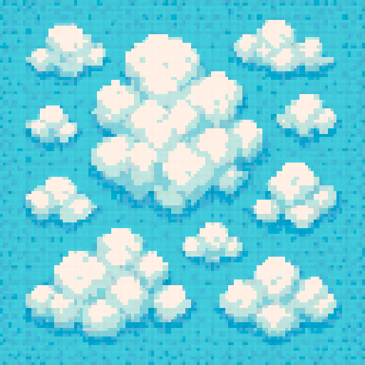 top down pixel art clouds