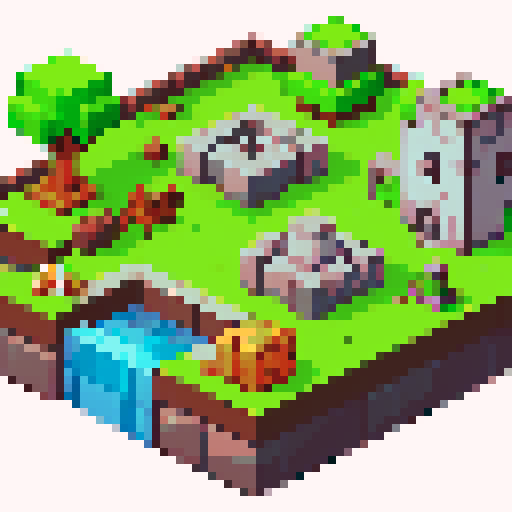 Stylized isometric grayscale forge for level 1 strategy game, slot is 64x32 diamond, simplified art