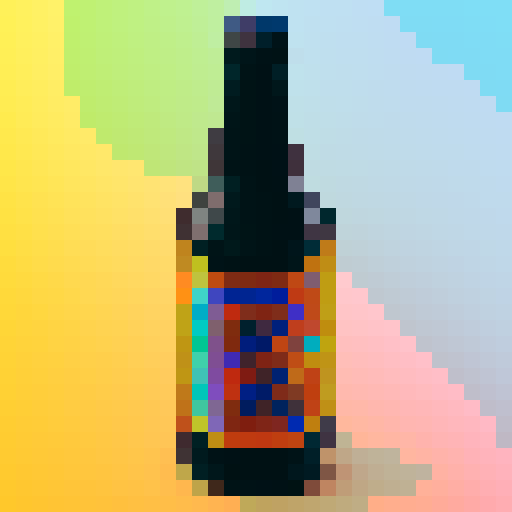 beer bottle cap item, game icon, 32x32 pixel art, sRGB, skill art, close up, portrait, metallic texture, embossed logo, vibrant colors, glossy finish
