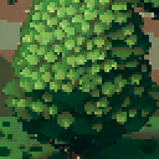 simple, pixelated, tree with transparent background