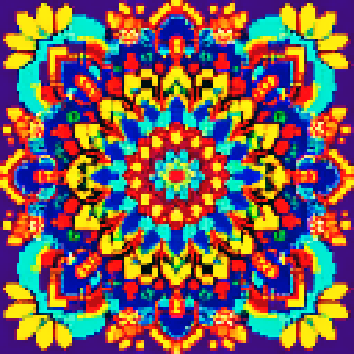 colorful,floral,symmetrical mandala
