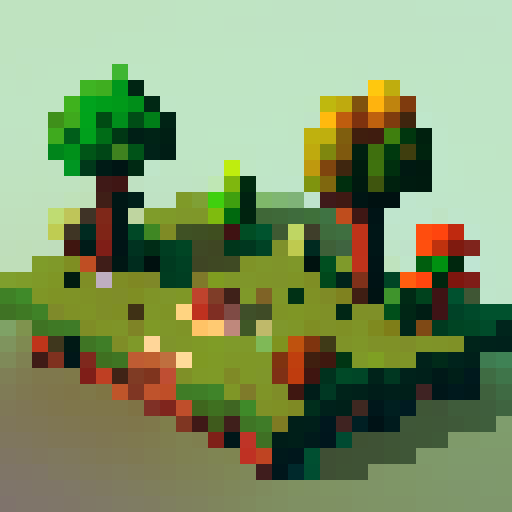 chestnut tree, green leaves, brown trunk, fantasy top-down RPG with an orthogonal camera, not isometric,simple