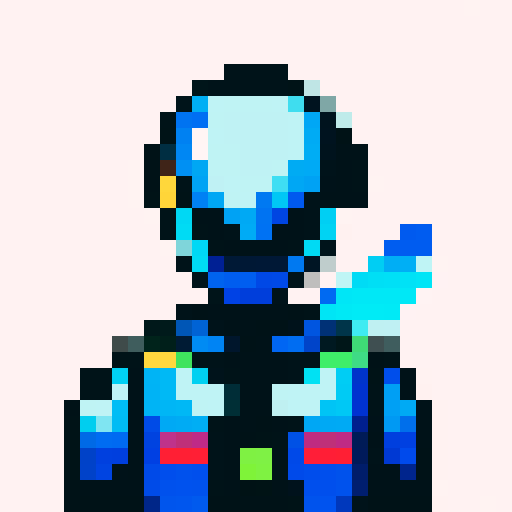 armour, intricate details, shining metallic surfaces, pixelated textures, vibrant color palette, sRGB