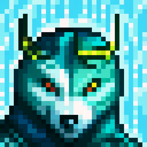 Wolf avatar, portrait, glowing eyes