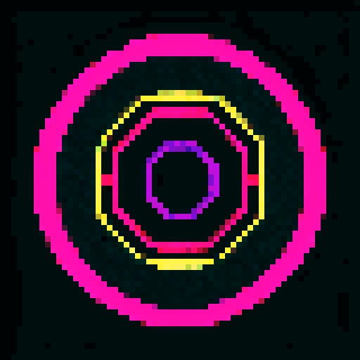 pixel art circle, black outline, simple two color shading on the circle