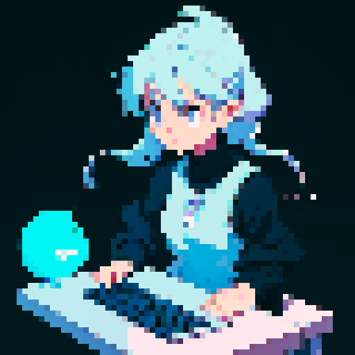 Create a simple and clean pixel art in a lofi style, representing the concept of collaboration and teamwork. The image should feature one key object, such as a glowing chat bubble, a connected pair of laptops, or two hands shaking in a retro pixel art style. Use a minimalist design with soft, muted colors and a plain black background to emphasize the object and convey a calm, focused atmosphere.